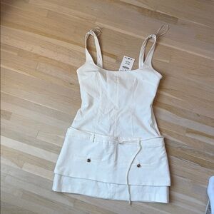 ZARA White Sleeveless Mini Dress